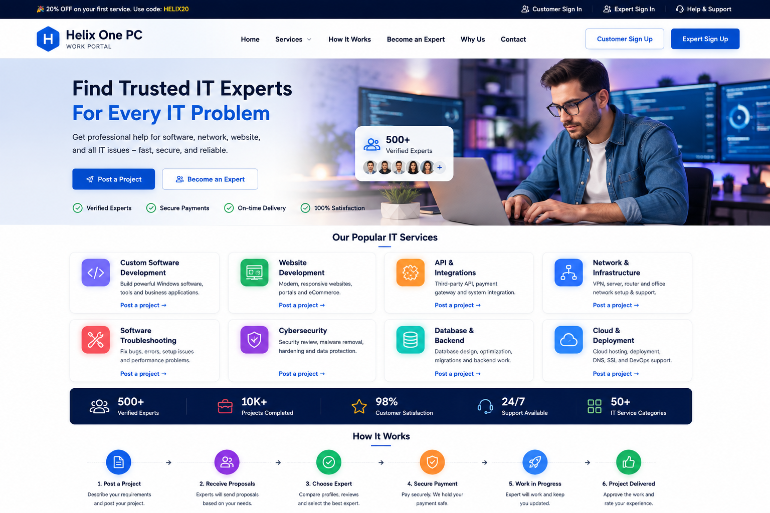 Helix One PC software and IT expert project marketplace